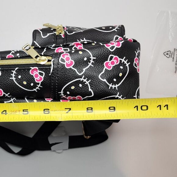 NWT Hello Kitty Mini Backpack | Black White Pink | Adjustable Straps Zippers PU - Picture 10 of 11